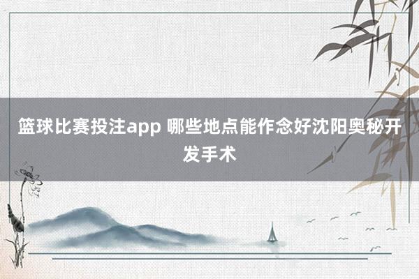 篮球比赛投注app 哪些地点能作念好沈阳奥秘开发手术