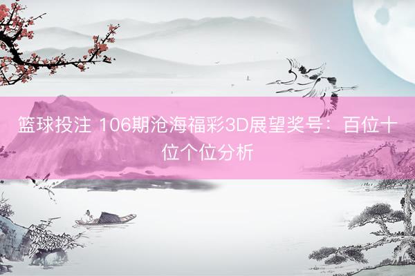 篮球投注 106期沧海福彩3D展望奖号：百位十位个位分析