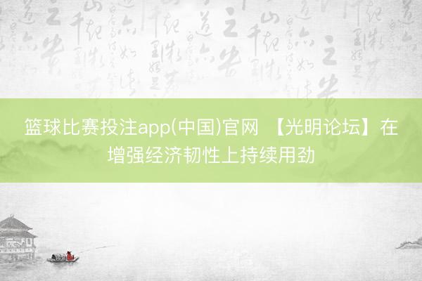 篮球比赛投注app(中国)官网 【光明论坛】在增强经济韧性上持续用劲