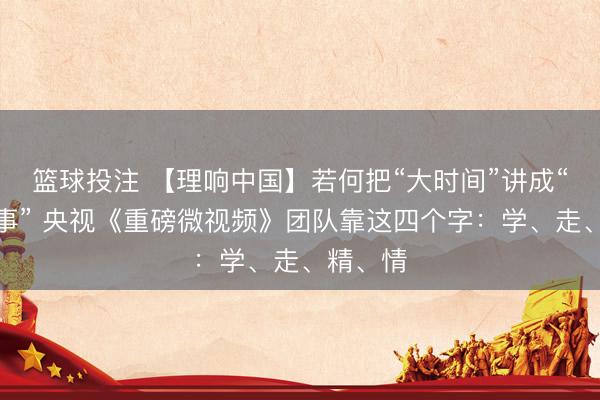 篮球投注 【理响中国】若何把“大时间”讲成“我家的事” 央视《重磅微视频》团队靠这四个字：学、走、精、情
