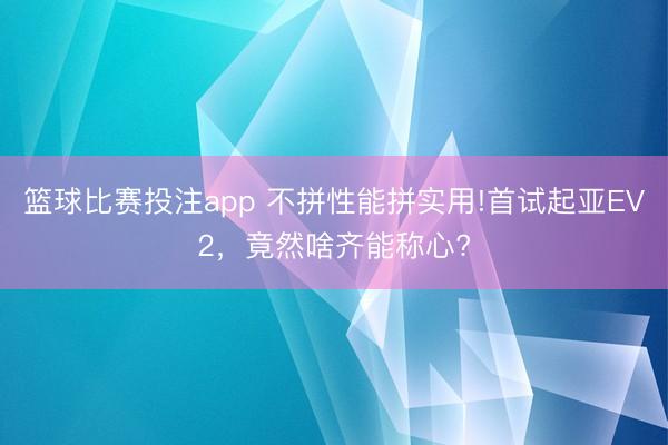 篮球比赛投注app 不拼性能拼实用!首试起亚EV2，竟然啥齐能称心?